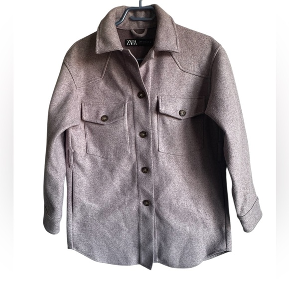 Zara Jackets & Blazers - ZARA Women’s Pink Mauve Oversized Shacket Jacket – Missing Belt